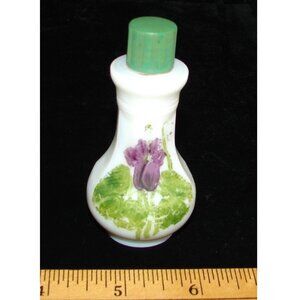 Vtg Mini Devon Violets Perfume Milk Glass BOTTLE, 6 drams, Hand Painted, England